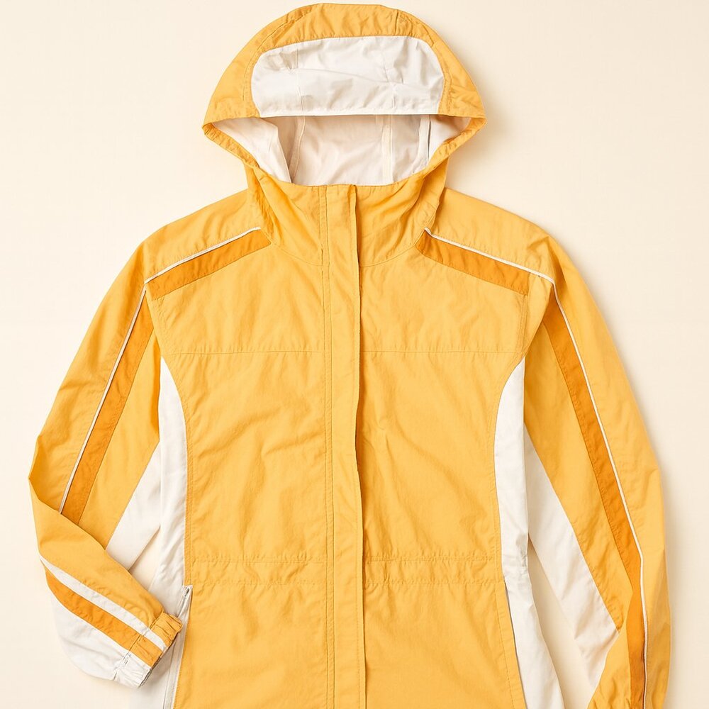 Columbia Women’s Hooded Jacket Size M Orange White Zip Pockets Lightweight Outdo